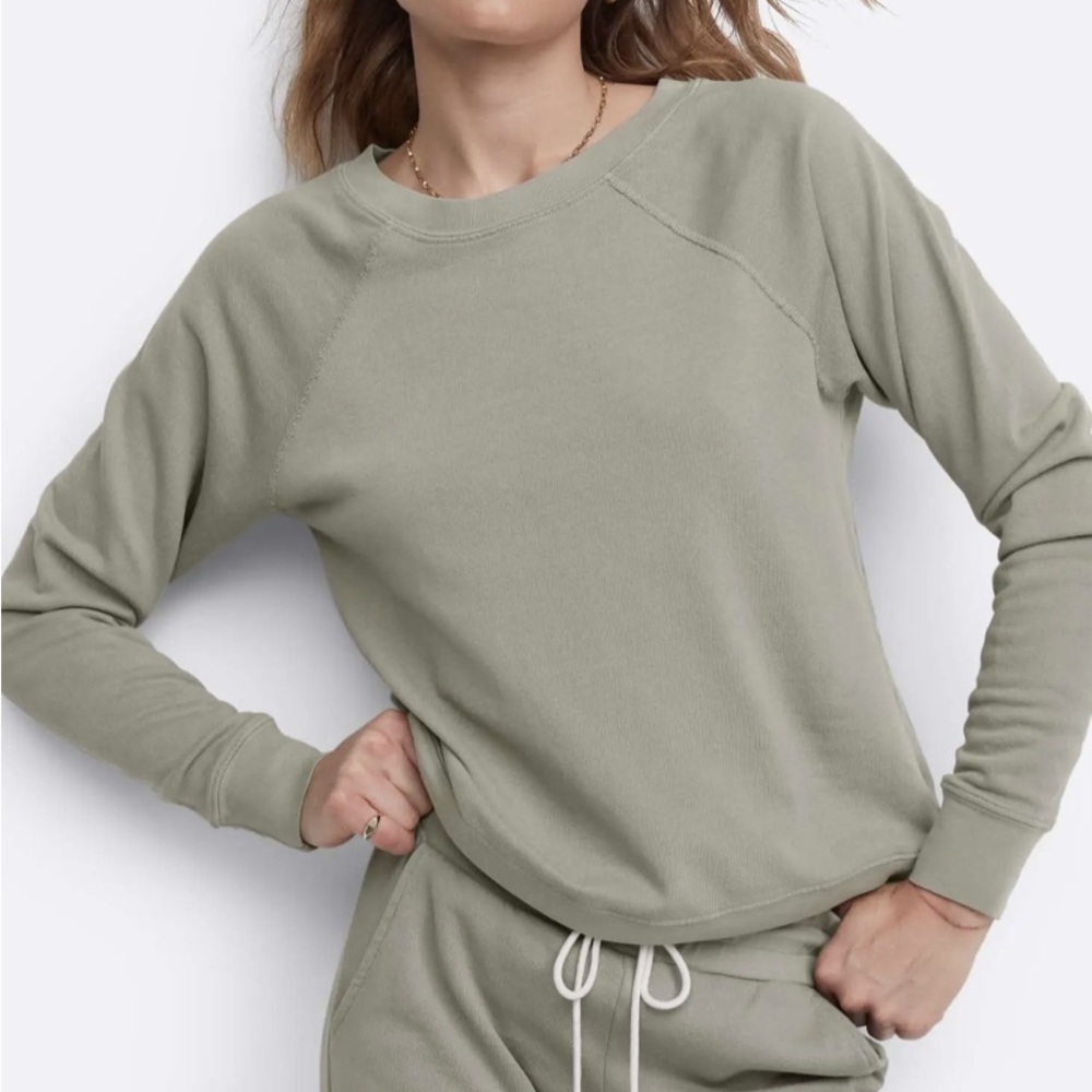 MATE the Label Organic Cotton Terry Raglan Vintage Crewneck Sweatshirt Sage